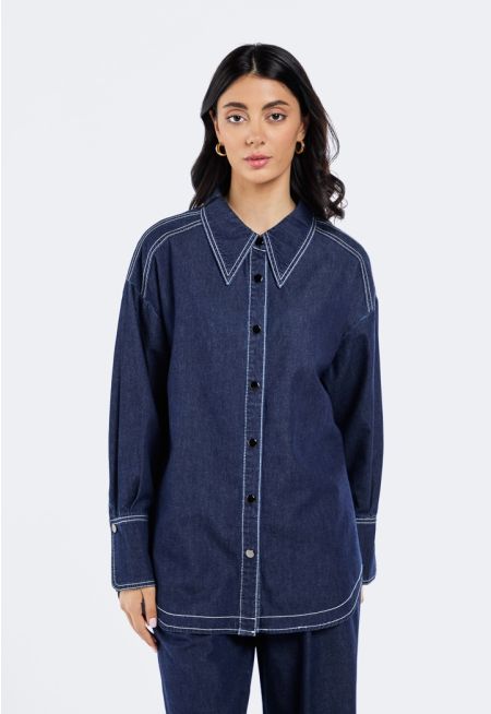 Stitch Embellished Denim Shirt