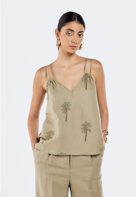 Embroidered Bead Embellished Top