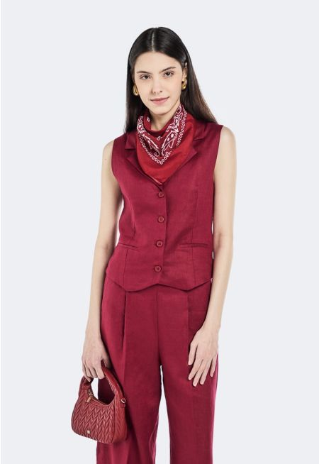 Single Breasted Asymmetrical Hem Vest