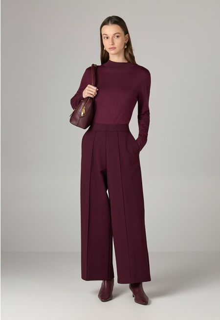 Solid High Waist Trousers