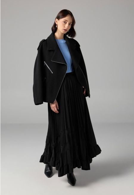 Single Tone Pleated Maxi Skirt