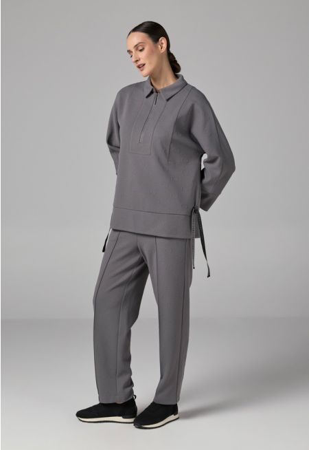 Solid Monogram Drawstring Trousers