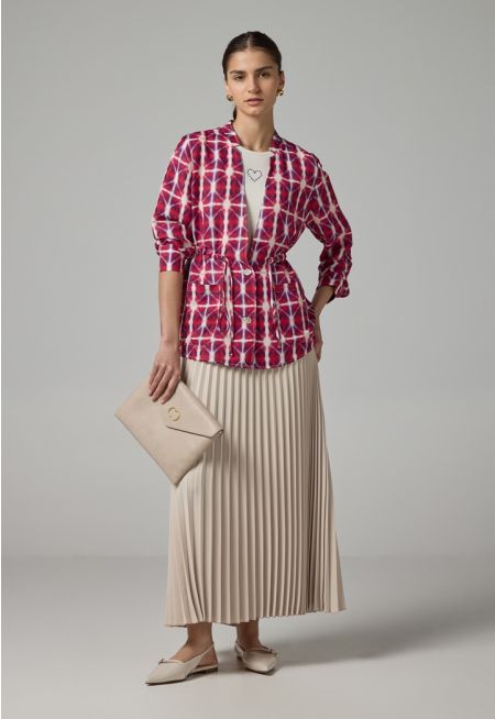 Solid Pleated Maxi Skirt