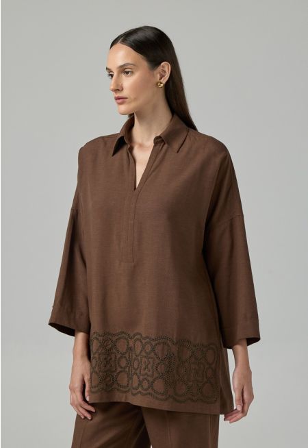 Kimono Sleeve Relaxed Fit Blouse