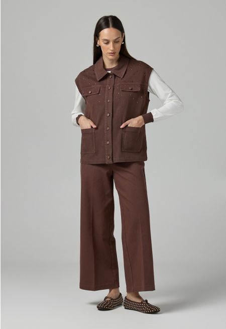 Wide Leg Denim Trousers