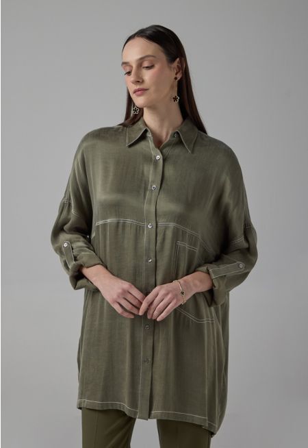 Solid Drop Shoulder Shirt