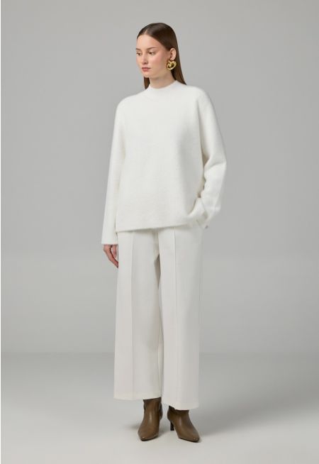 Solid High Waist Trousers