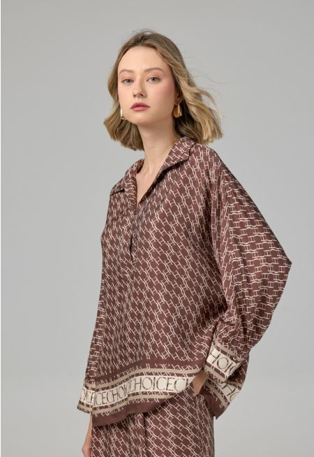 Monogram V-Neck Blouse