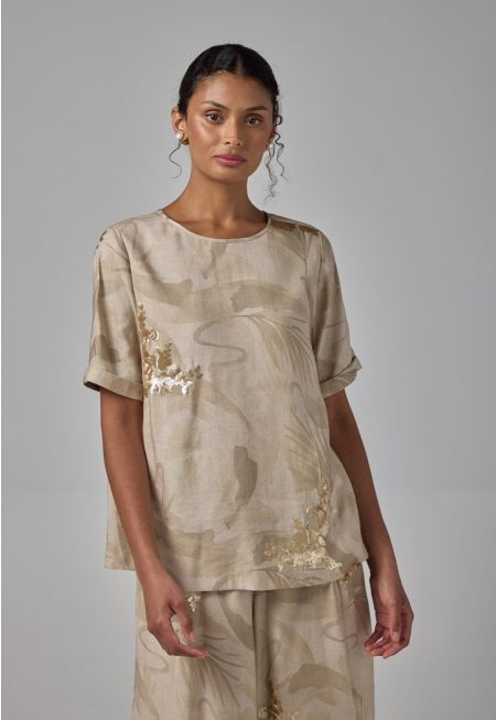 Sequin Embellished Printed T-shirt