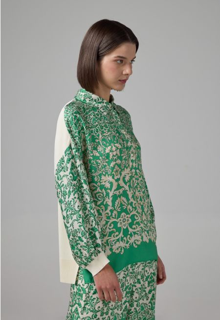 Drop Shoulder Print Blouse 