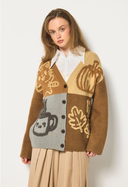 Textured Shearling Cardigan