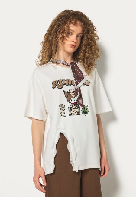 Kuromi Fleece Detailed T-shirt