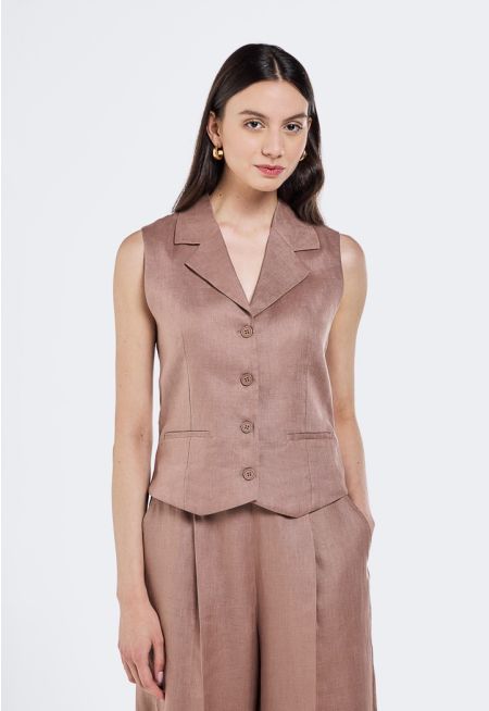 Single Breasted Asymmetrical Hem Vest