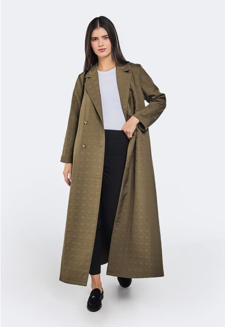 Geometric Embroidered Quilted Abaya