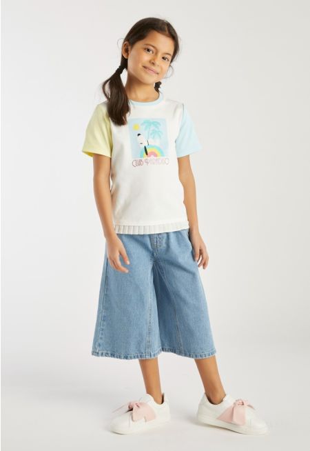 Elastic Waist Wide Leg Jeans