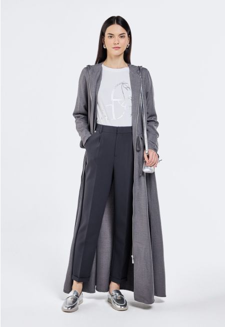 Zip Up Drawstring Abaya