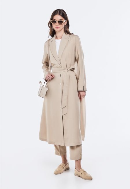 Belted Jacket With Back Overlay