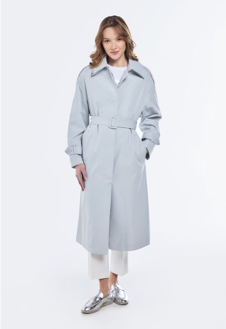 Double Collar Belted Trench Coat