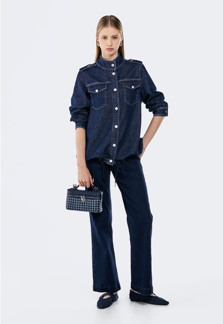 High Waist Denim Trousers