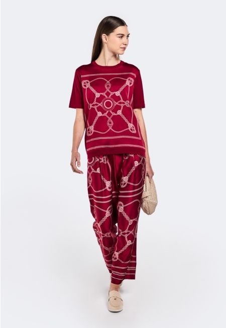 Chain Print Straight Cut Trousers