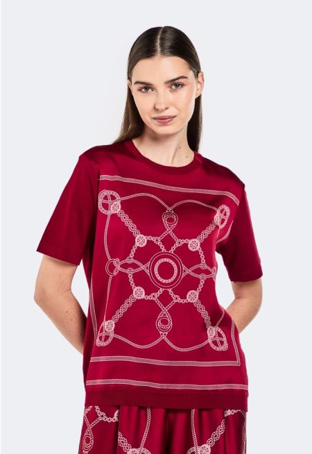 Chain Print Knitted Top