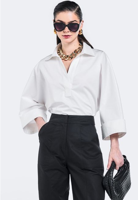 Kimono Sleeve Relaxed Fit Blouse