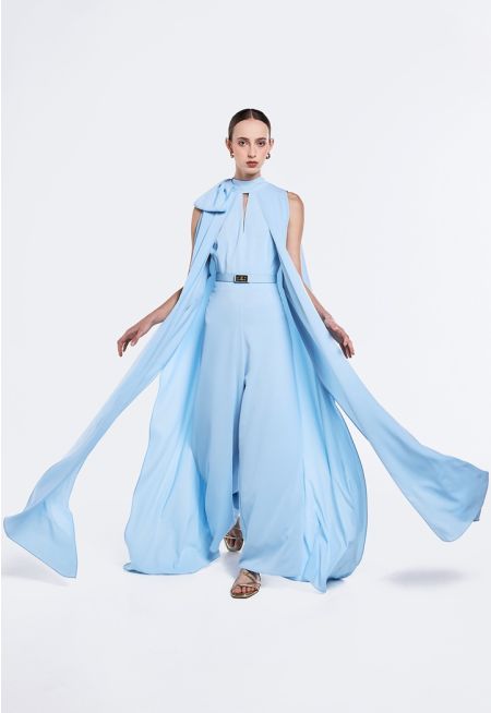 Halter Neck Cape Style Jumpsuit