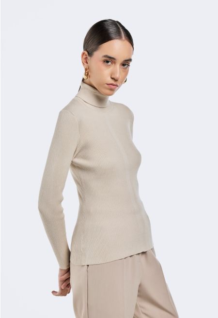 Knitted High Neck Top