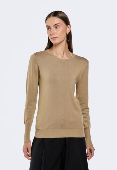 Solid Knitted Long Sleeve Top