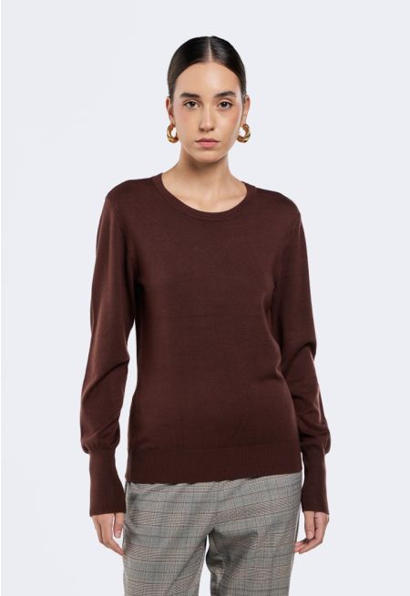 Solid Knitted Long Sleeve Top