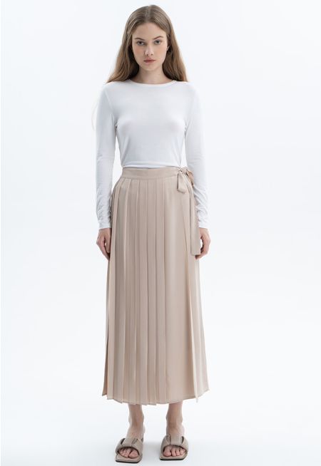 Pleated Wrap Solid Trousers