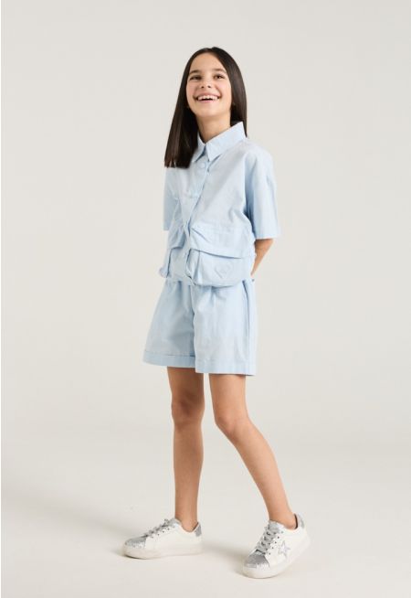 Solid Shirt and Shorts Set (2PCS)