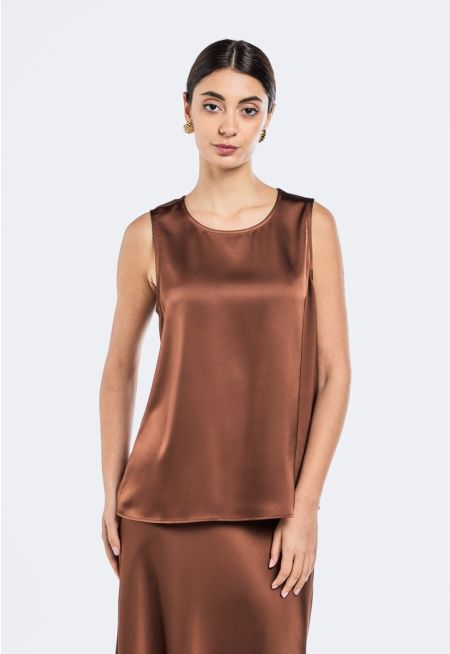 Sleeveless Satin Top