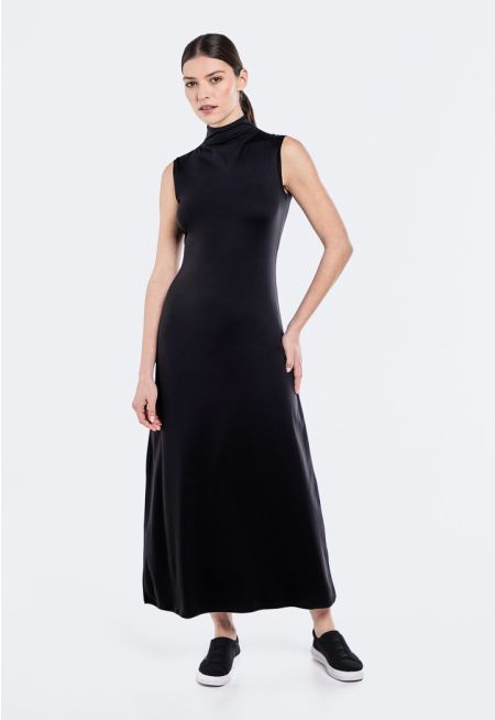 High Neck Sleeveless Basic Dress