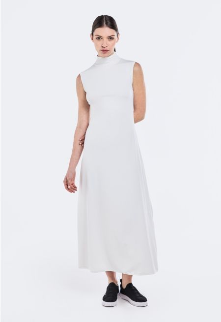 High Neck Sleeveless Basic Dress