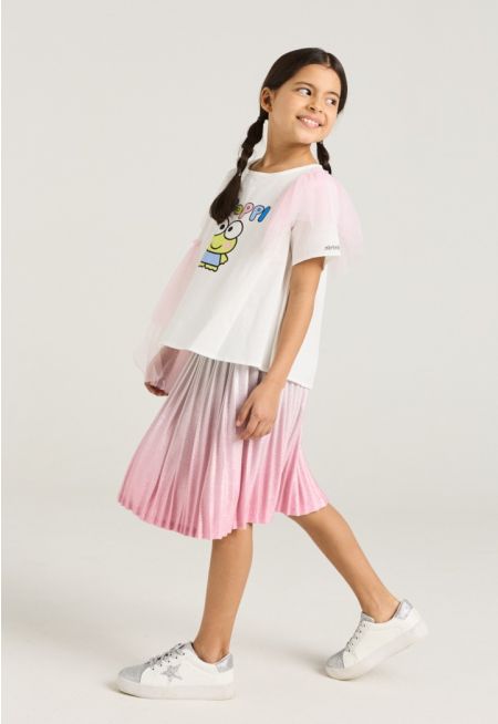 Pleated Lurex Ombre Skirt