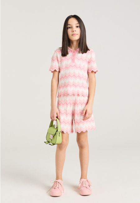 Knitted T Shirt and Short Set (2PCS)