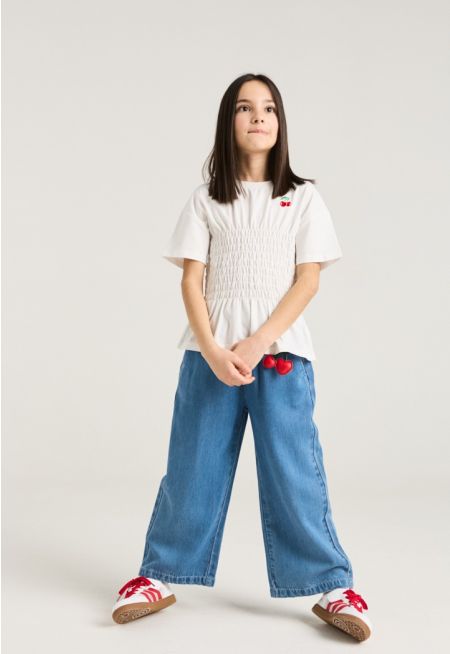 Tie Waist Denim Pants