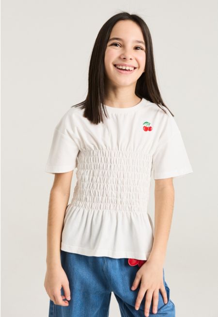 Smocked Waist T Shirt