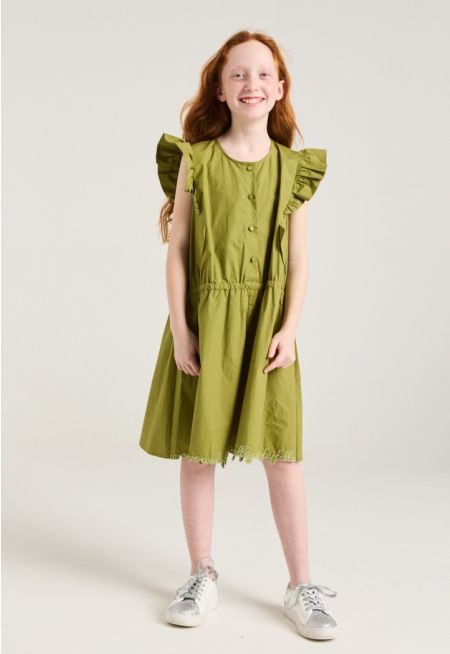 Elastic Waist Ruffled Dress