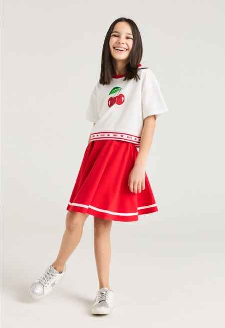 Cherry T Shirt and Skirt Set (2PCS)