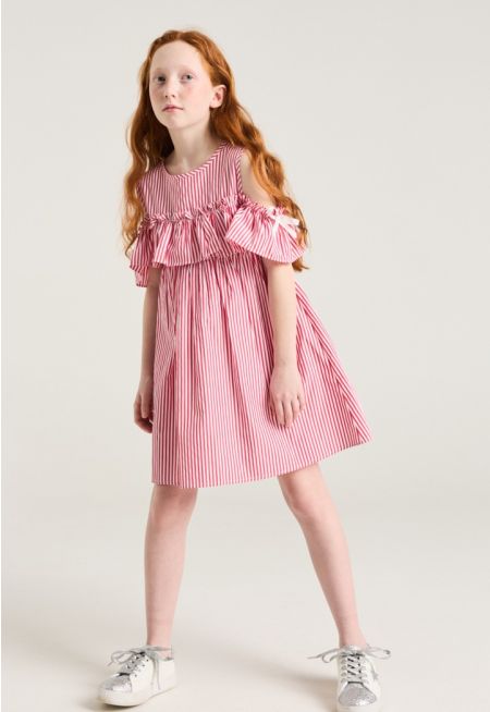 Cold Shoulder Striped Dress