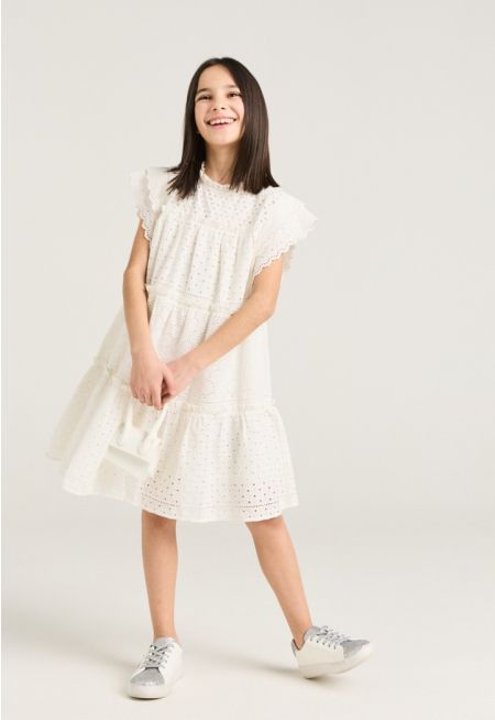 Schiffli Tiered Dress