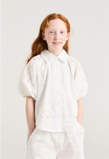 Solid Schiffli Shirt