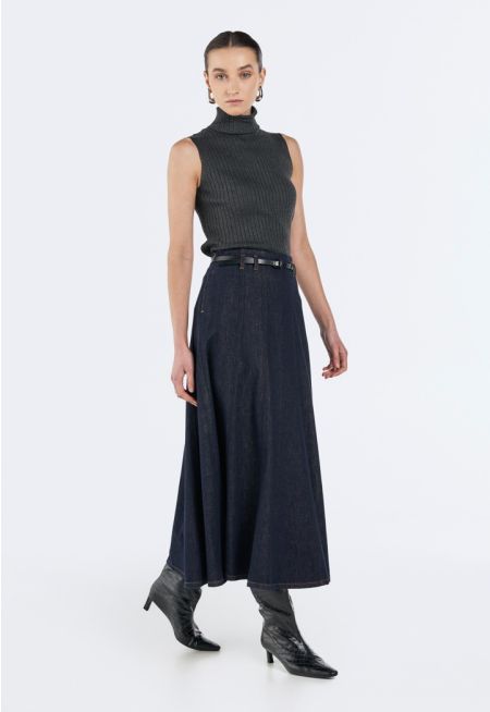 Flared Denim Skirt