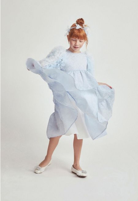 Ruffle Embellished Textured Dress