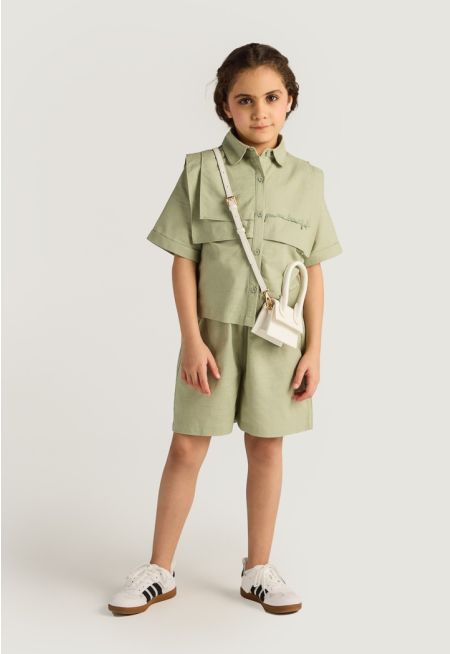 Linen Shirt and Shorts Set (2PCS)