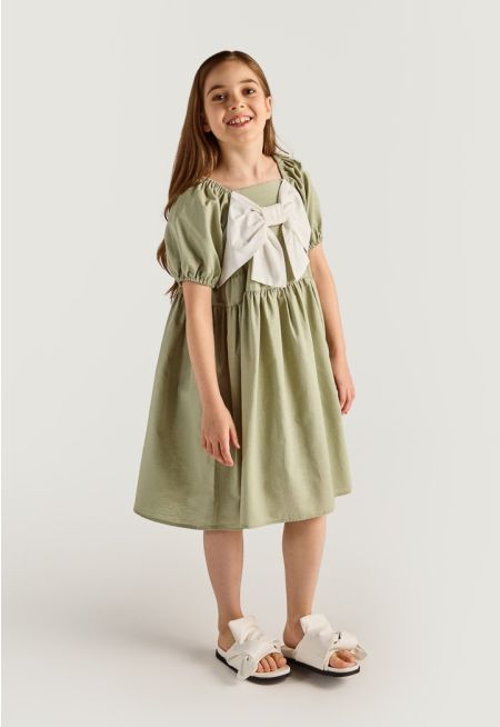 Square Neck Linen Dress