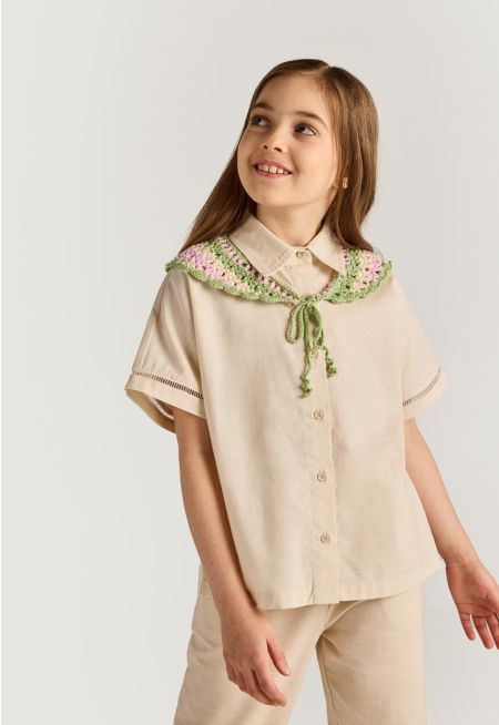 Crochet Collar Shirt
