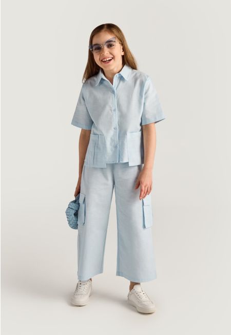 Linen Shirt and Pants Set (2PCS)